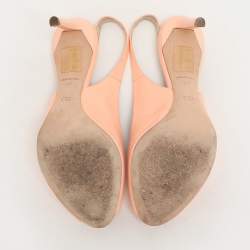 Dior Peach Leather Peep Toe Slingback Pumps Size 37