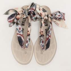 Dior Multicolor Silk  Kaleidiorscopic Thong Sandals Size 38