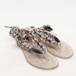 Dior Multicolor Silk  Kaleidiorscopic Thong Sandals Size 38