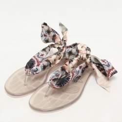 Dior Multicolor Silk  Kaleidiorscopic Thong Sandals Size 38
