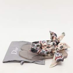 Dior Multicolor Silk  Kaleidiorscopic Thong Sandals Size 38