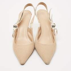 Pre Owned Dior Beige Fabric J'Adior Slingback Pumps Size 38.5