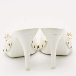 مملوكة مسبقًا صندل ديور سلايد مقدمة مفتوحة تفاصيل إبزيم جلد لامع مبطن أسود مقاس 37.5