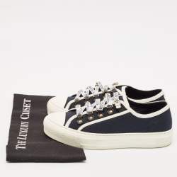 Pre Owned Dior Black/White Canvas Walk'n'Dior Lace Up Sneakers Size 37.5