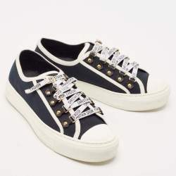Pre Owned Dior Black/White Canvas Walk'n'Dior Lace Up Sneakers Size 37.5