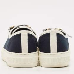 Pre Owned Dior Black/White Canvas Walk'n'Dior Lace Up Sneakers Size 37.5