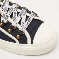 Pre Owned Dior Black/White Canvas Walk'n'Dior Lace Up Sneakers Size 37.5