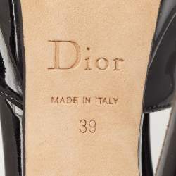 Dior Black Patent Glam Derby Peep Toe Cut Out Booties Size 39