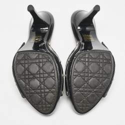 Dior Black Patent Leather Bow Slide Sandals Size 40