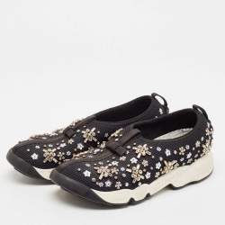 Dior Black Mesh Embellished Fusion Sneakers Size 36.5