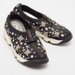 Dior Black Mesh Embellished Fusion Sneakers Size 36.5