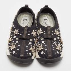 Dior Black Mesh Embellished Fusion Sneakers Size 36.5