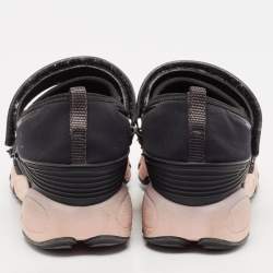 Dior Black Neoprene And Mesh Fusion Embellished Velcro Strap Sneakers Size 37.5