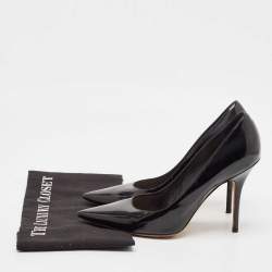 Pre Owned حذاء كعب عالي ديور جلد لامع مايكروكاناج أسود أومبريه غطاء مقدمة مدببة مقاس 38.5