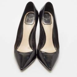 Pre Owned حذاء كعب عالي ديور جلد لامع مايكروكاناج أسود أومبريه غطاء مقدمة مدببة مقاس 38.5