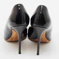 Pre Owned حذاء كعب عالي ديور جلد لامع مايكروكاناج أسود أومبريه غطاء مقدمة مدببة مقاس 38.5