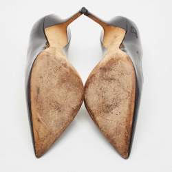 Pre Owned حذاء كعب عالي ديور جلد لامع مايكروكاناج أسود أومبريه غطاء مقدمة مدببة مقاس 38.5