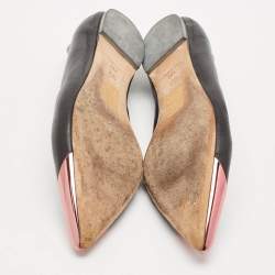 Dior Black Leather Metal Cap Pointed Toe Ballet Flats Size 39.5