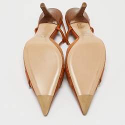 مملوكة مسبقًا Dior Brown Leather and Suede Slingback Pumps Size 38