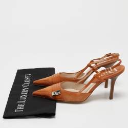 مملوكة مسبقًا Dior Brown Leather and Suede Slingback Pumps Size 38
