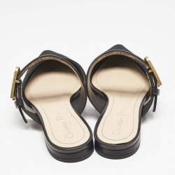 Dior Black Technical Fabric and Leather D-Dior Flat Mules Size 37