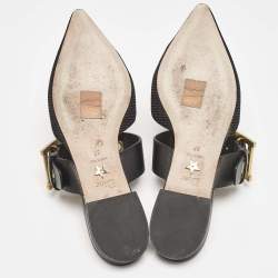 Dior Black Technical Fabric and Leather D-Dior Flat Mules Size 37