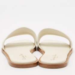 Pre Owned Dior Cream  Embroidered Canvas Dway Flat Slides Size 41