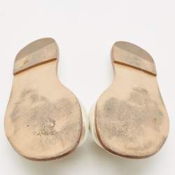 Pre Owned Dior Cream  Embroidered Canvas Dway Flat Slides Size 41