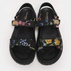 مملوكة مسبقًا Dior Multicolor Floral Jacquard DiorAct Flat Sandals Size 40