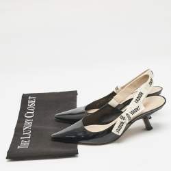 Dior Black Patent Leather J'adior Slingback Pumps Size 37.5