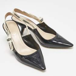 Dior Black Patent Leather J'adior Slingback Pumps Size 37.5