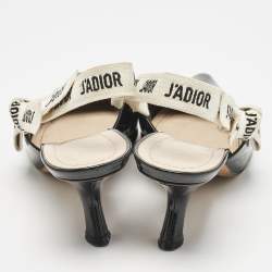 Dior Black Patent Leather J'adior Slingback Pumps Size 37.5