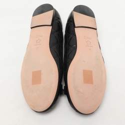 مملوكة مسبقًا Dior Black Cannage Leather Bow Pearl Ballet Flats Size 38