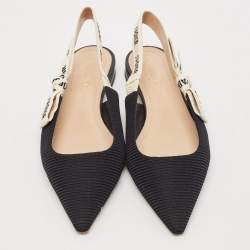 Dior Black Canvas J'adior Slingback Flats Size 36