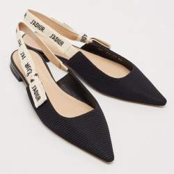 Dior Black Canvas J'adior Slingback Flats Size 36
