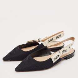 Dior Black Canvas J'adior Slingback Flats Size 36