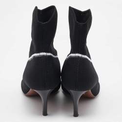 Pre Owned Dior Black Stretch Knit Cowboy Sock Ankle Length Boots Size 37