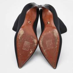 Pre Owned Dior Black Stretch Knit Cowboy Sock Ankle Length Boots Size 37