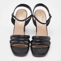 Dior Black Leather Ankle Strap Sandals Size 36.5
