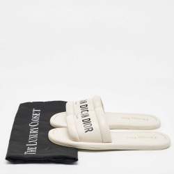 Dior White Leather Every-D Flat Slide Sandals Size 37