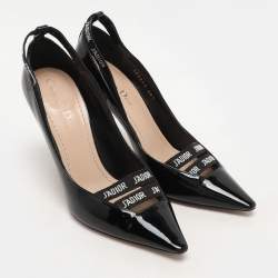 Pre Owned Dior Black Patent Leather J'adior Ribbon Pointed Toe Pumps Size 38.5
