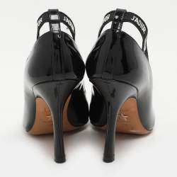 Pre Owned Dior Black Patent Leather J'adior Ribbon Pointed Toe Pumps Size 38.5