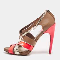 Dior Multicolor Patent Leather And Leather Strappy Sandals Size 39.5