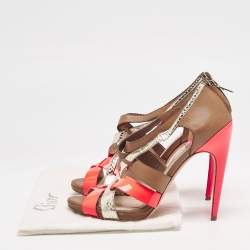 Dior Multicolor Patent Leather And Leather Strappy Sandals Size 39.5