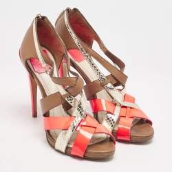 Dior Multicolor Patent Leather And Leather Strappy Sandals Size 39.5