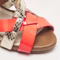 Dior Multicolor Patent Leather And Leather Strappy Sandals Size 39.5