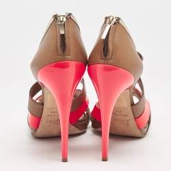 Dior Multicolor Patent Leather And Leather Strappy Sandals Size 39.5