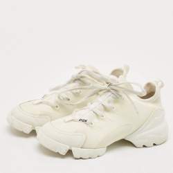 Dior White Neoprene and Rubber D-Connect Sneakers Size 37.5