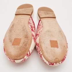 Dior Red Embroidered Canvas Dioriviera Flat Mules Size 36