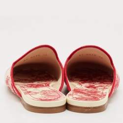 Dior Red Embroidered Canvas Dioriviera Flat Mules Size 36